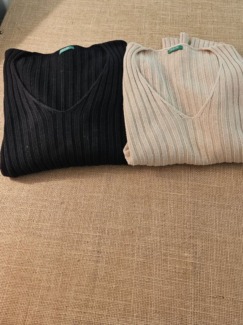 (2) Classic V-neck cotton Benetton Sweaters